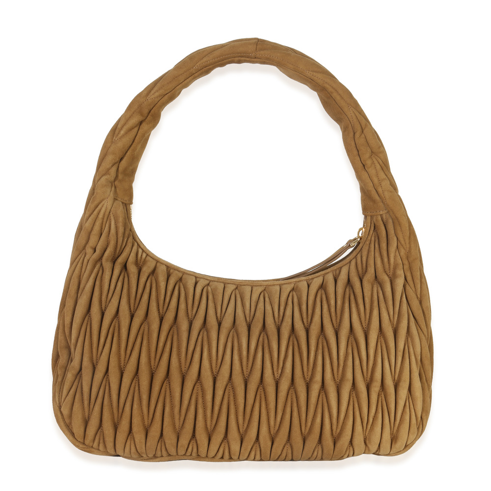 Miu Miu Brown Suede Matelasse Wander Hobo - Picture 2 of 8